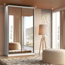 Ver imagem 2 de Guarda Roupa Solteiro 2 Portas de Espelho 1,38m Altezza Belmax:branco