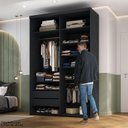Ver imagem 5 de Closet Solteiro 100% MDF 139,5cm 2 Gavetas Moutier Preto