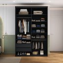 Ver imagem 4 de Closet Solteiro 100% MDF 139,5cm 2 Gavetas Moutier Preto