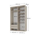Ver imagem 5 de Closet Solteiro 100% MDF 139,5cm 2 Gavetas Moutier Bege/Panna