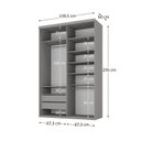 Ver imagem 5 de Closet Solteiro 100% MDF 139,5cm 2 Gavetas Moutier Cinza/Urbi