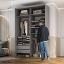 Ver imagem 3 de Closet Solteiro 100% MDF 139,5cm 2 Gavetas Moutier Cinza/Urbi