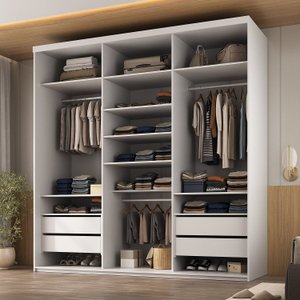 Closet Casal 100% Mdf 208cm 4 Gavetas Moutier