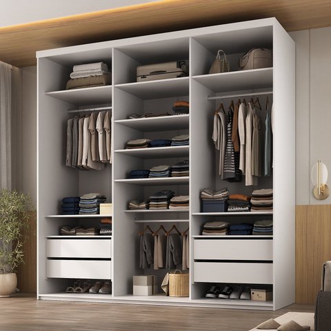 Closet Casal 100% Mdf 208cm 4 Gavetas Moutier