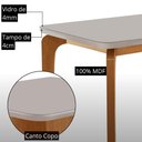 Ver imagem 3 de Mesa de Jantar Liz 4 Lugares Tampo MDF Vidro Cadeiras Veludo Off White 120cm Moderna