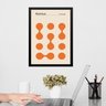Quadro Bauhaus Orange Poster - Circles Drops 45x34cm - com Vidro:moldura Preta - 1