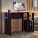 Ver imagem 1 de Mesa para Computador Gamer Slim Escrivaninha 108cm Preto e Vermelho