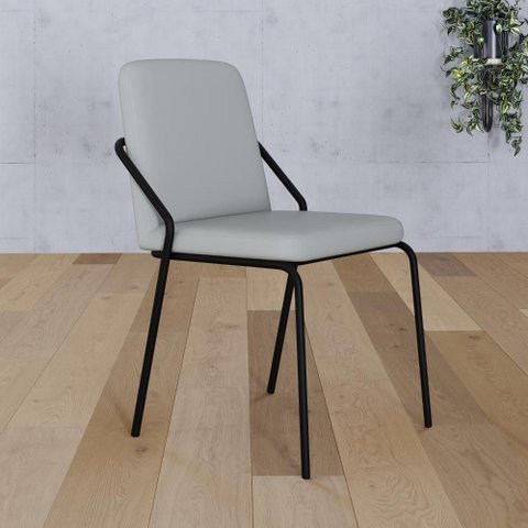 Cadeira de Jantar Bloom Courino Saturno Off White Est.Preta