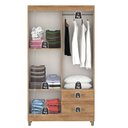 Ver imagem 4 de Guarda-Roupa Lisboa 4 Portas 2 Gavetas 99x180x40cm Marrom/Mel
