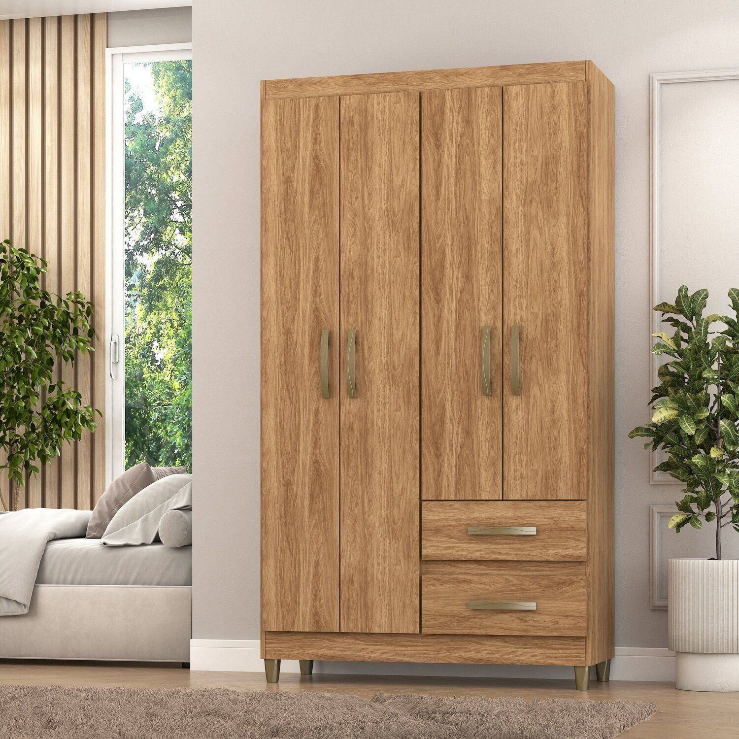 Guarda-Roupa Lisboa 4 Portas 2 Gavetas 99x180x40cm | MadeiraMadeira
