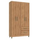 Ver imagem 2 de Guarda-Roupa Lisboa 4 Portas 2 Gavetas 99x180x40cm Marrom/Mel