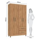 Ver imagem 3 de Guarda-Roupa Lisboa 4 Portas 2 Gavetas 99x180x40cm Marrom/Mel