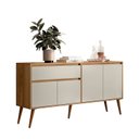 Ver imagem 2 de Aparador Buffet 4 Portas 1 Gaveta Retrô Ravi Marrom/Nature/Off White