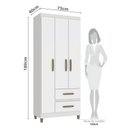 Ver imagem 3 de Guarda-Roupa Porto 3 Portas 2 Gavetas 75x180x40cm