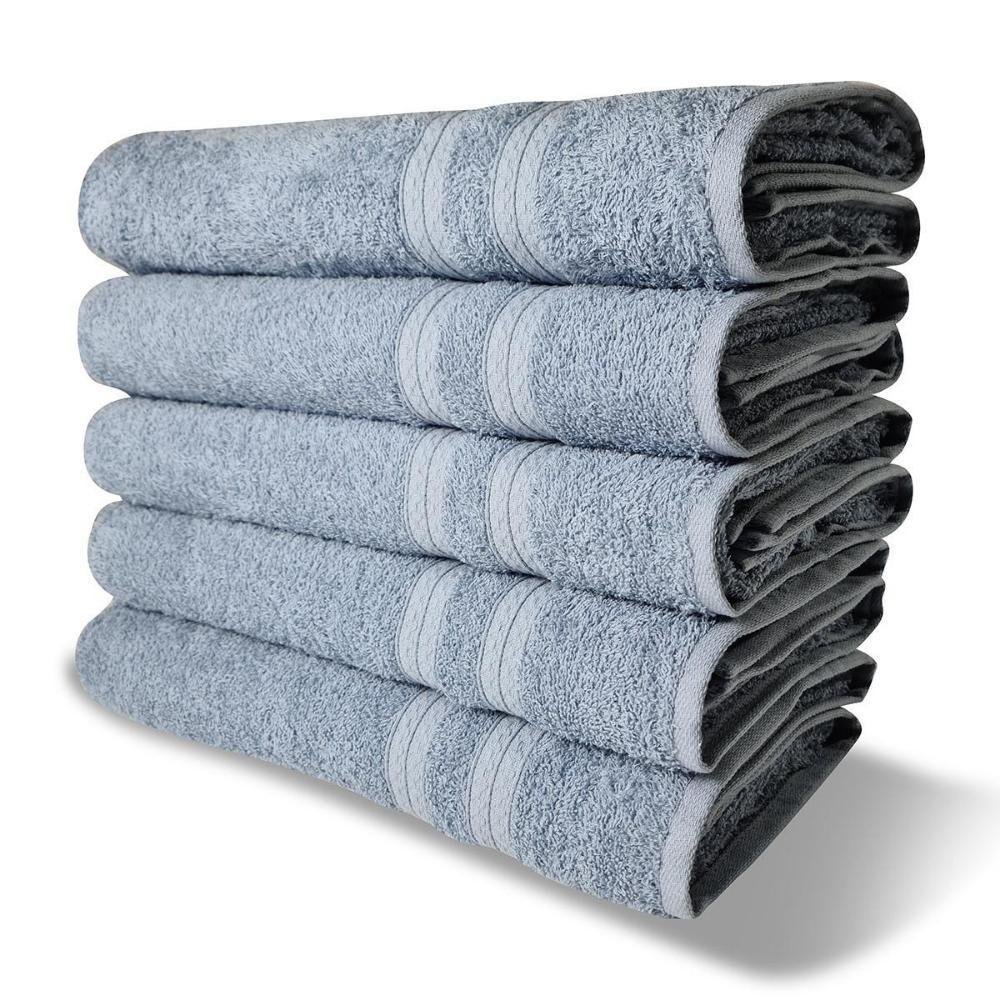 Kit 5 Toalhas de Banho 430g/m² Grande Grossa 80x150cm Itália Soft - Azul - 1