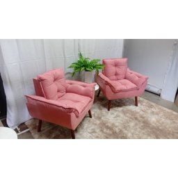 Kit 02 Poltrona Decorativa Opala Suede Rosê- PANDORA DECOR - 4