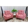 Kit 02 Poltrona Decorativa Opala Suede Rosê- Pandora Decor - 1