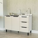 Ver imagem 1 de Balcão de Cozinha 2 Portas 3 Gavetas Bege/Branco/Creme