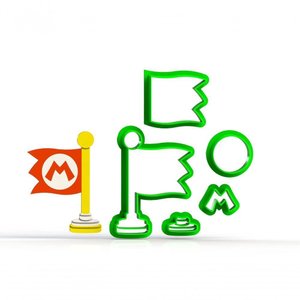 Cortador Super Mario - Bandeira - Modular Tamanho 5 Cm