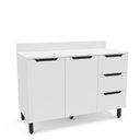 Ver imagem 2 de Balcão 2 Portas 3 Gavetas 120x92,5x52cm Branco