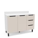Ver imagem 2 de Balcão 2 Portas 3 Gavetas 120x92,5x52cm Bege/Branco/Creme