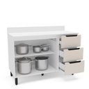 Ver imagem 4 de Balcão 2 Portas 3 Gavetas 120x92,5x52cm Bege/Branco/Creme