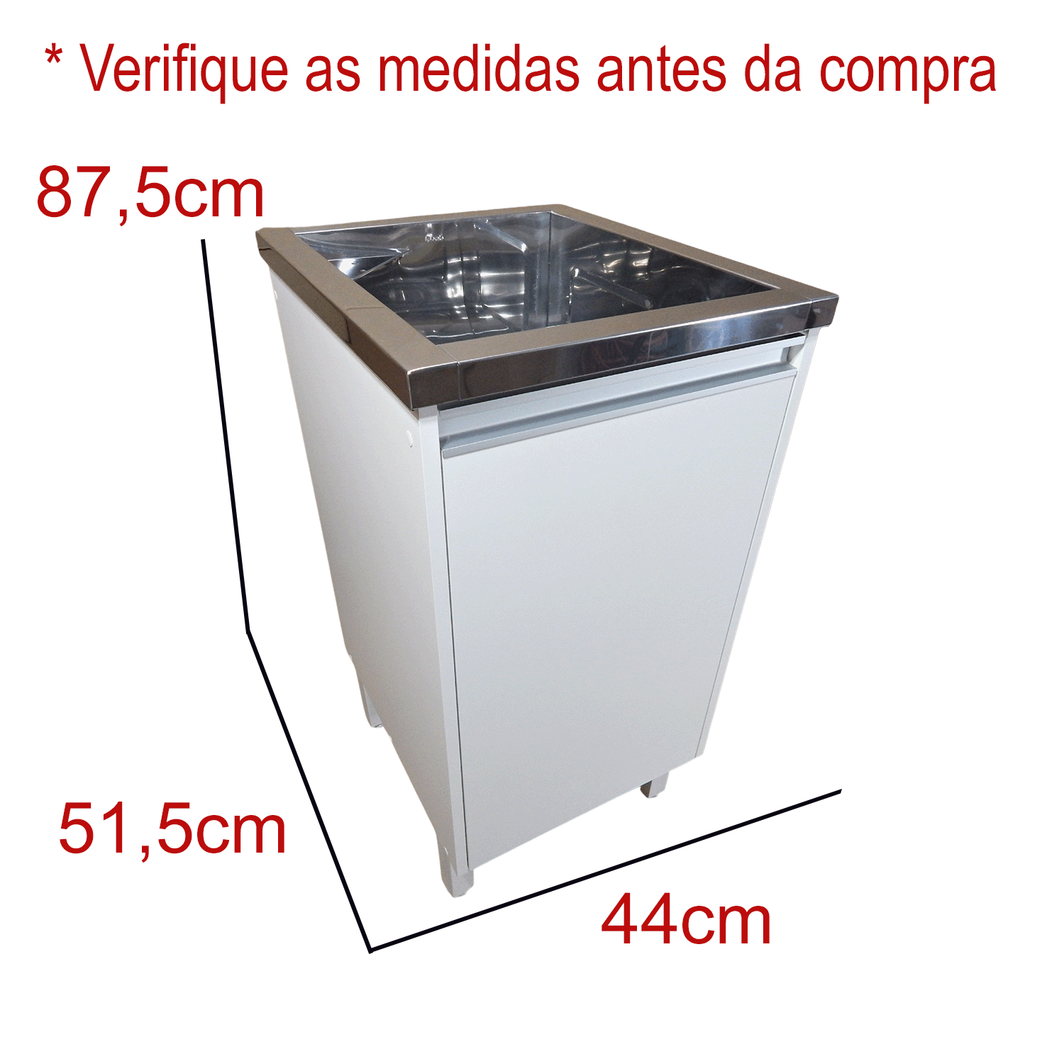 Tanque Lavanderia Inox 23l Plus Balcão Mdf Entregue Montado - 2