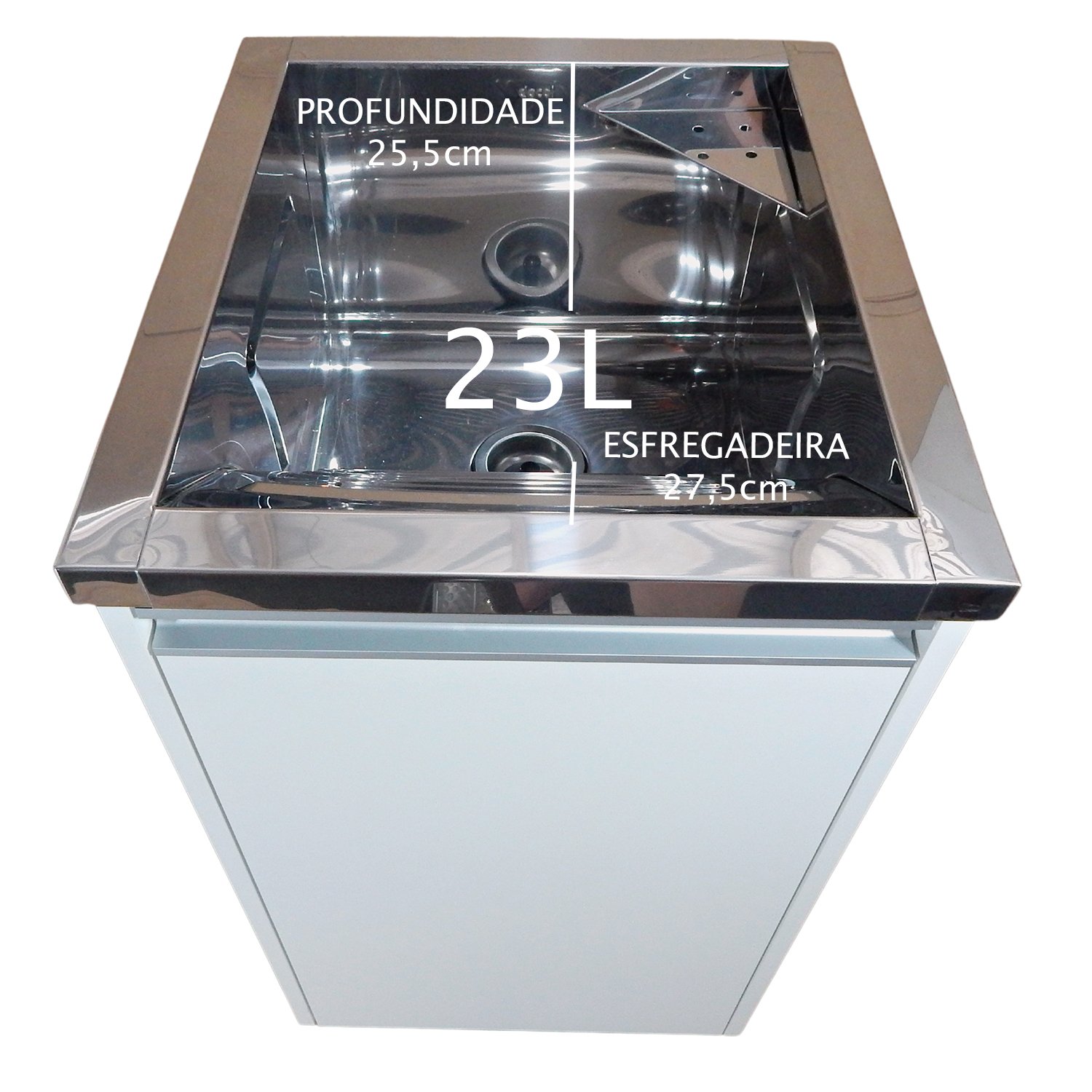 Tanque Lavanderia Inox 23l Plus Balcão Mdf Entregue Montado - 4