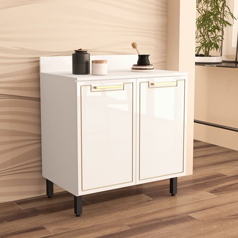 Balcão de Cozinha 2 Portas 80cm x 92,5cm x 52cm Branco