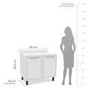 Ver imagem 3 de Balcão de Cozinha 2 Portas 80cm x 92,5cm x 52cm Branco