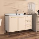 Ver imagem 1 de Balcão de Cozinha 2 Portas 3 Gavetas Bege/Branco/Creme