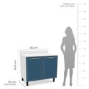 Ver imagem 3 de Balcão de Cozinha 2 Portas 80cm x 92,5cm x 52cm Azul/Branco