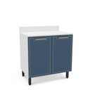 Ver imagem 2 de Balcão de Cozinha 2 Portas 80cm x 92,5cm x 52cm Azul/Branco