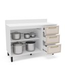 Ver imagem 3 de Balcão 2 Portas 3 Gavetas 120cm x 92,5cm x 52cm Bege/Branco/Creme