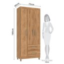 Ver imagem 3 de Guarda-Roupa Porto 3 Portas 2 Gavetas 75x180x40cm