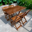 Ver imagem 1 de Conjunto Mesa Dobrável 120x70 Mdf com 4 Cadeiras Imbuia