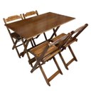 Ver imagem 2 de Conjunto Mesa Dobrável 120x70 Mdf com 4 Cadeiras Imbuia
