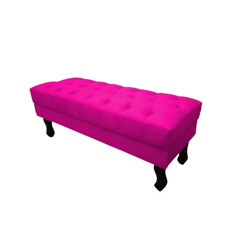 Recamier Baú Luis Xv Capitonê Retrô 100 cm Couro Rosa Pink Ms Decor