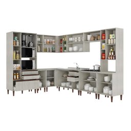 Cozinha de Canto Modulada New 233/311x214 Cm Balcão Armário Torre Nicho Forno MDP Legno - ClickLar - 2
