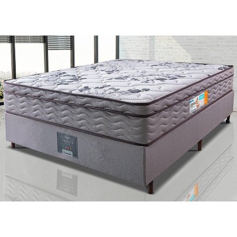 Cama Box Casal Colchão Ortofirm + Box 138x188x67 One Face Espuma D45 Cinza