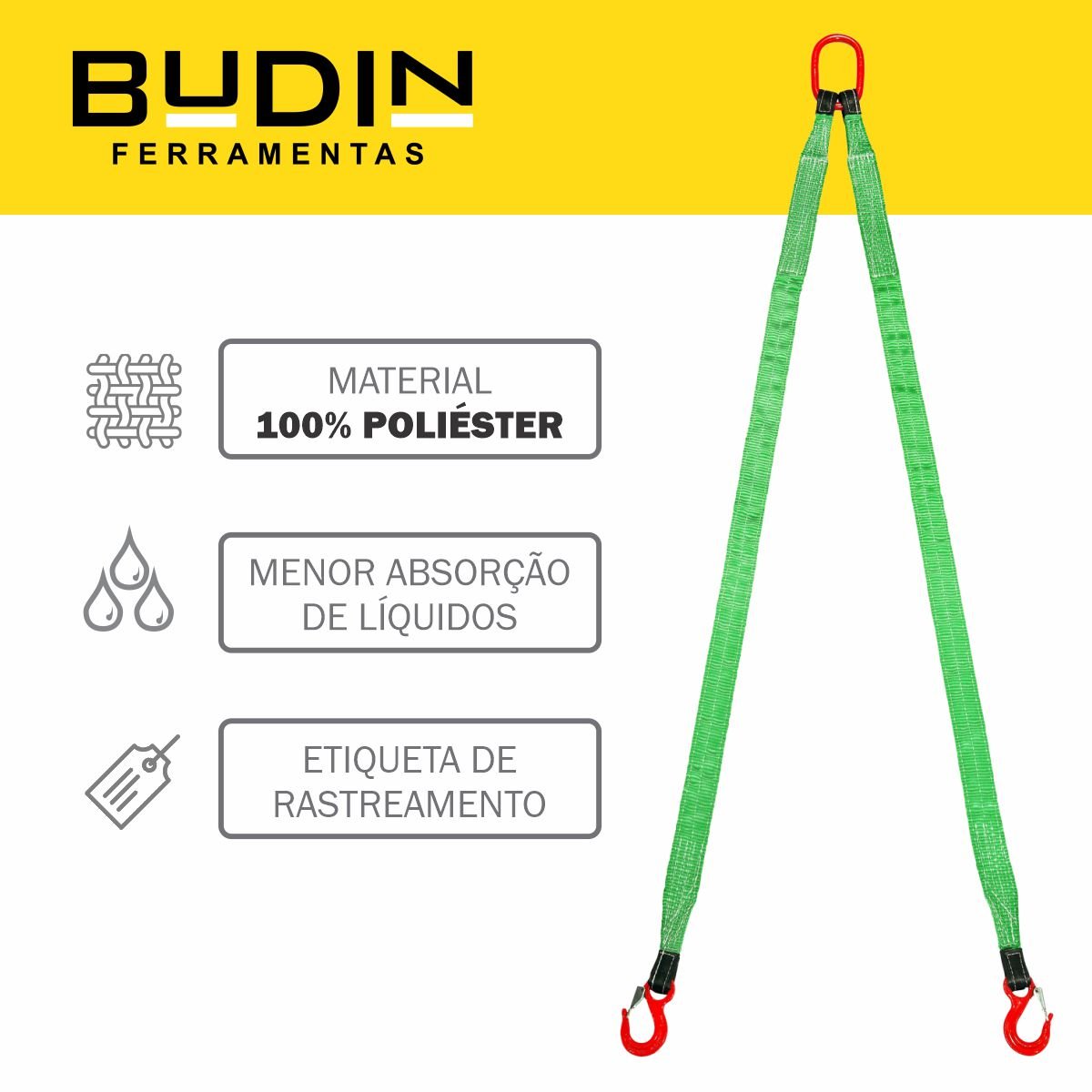 Cinta Elevação de Carga 2 Pernas Leg 2.8 Ton X 1,5 Mts de Comprimento 60mm Largura Fator Seg: 4:1 no - 4