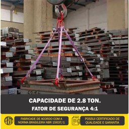 Cinta Elevação de Carga 2 Pernas Leg 2.8 Ton X 1,5 Mts de Comprimento 60mm Largura Fator Seg: 4:1 no - 5