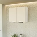 Ver imagem 1 de Armário Aéreo 2 Portas 66 x 80 x 30,5 cm Bege/Branco/Creme