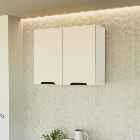 Armário Aéreo 2 Portas 66 x 80 x 30,5 cm Bege/Branco/Creme