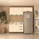 Ver imagem 2 de Armário Aéreo 3 Portas 120x66x30,5cm Bege/Branco/Creme