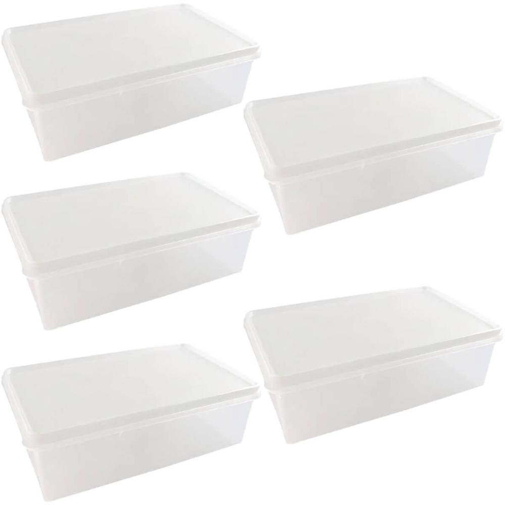 Kit 5 Caixas Organizadoras 3,5l Tampa Hermética Empilhável Plasvale Closet - 1