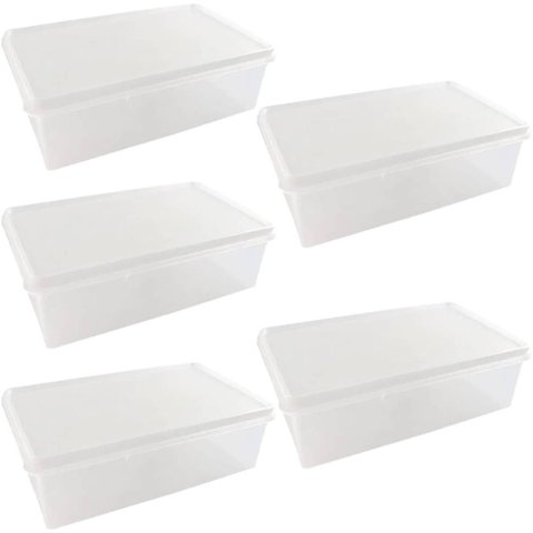 Kit 5 Caixas Organizadoras 3,5l Tampa Hermética Empilhável Plasvale Closet