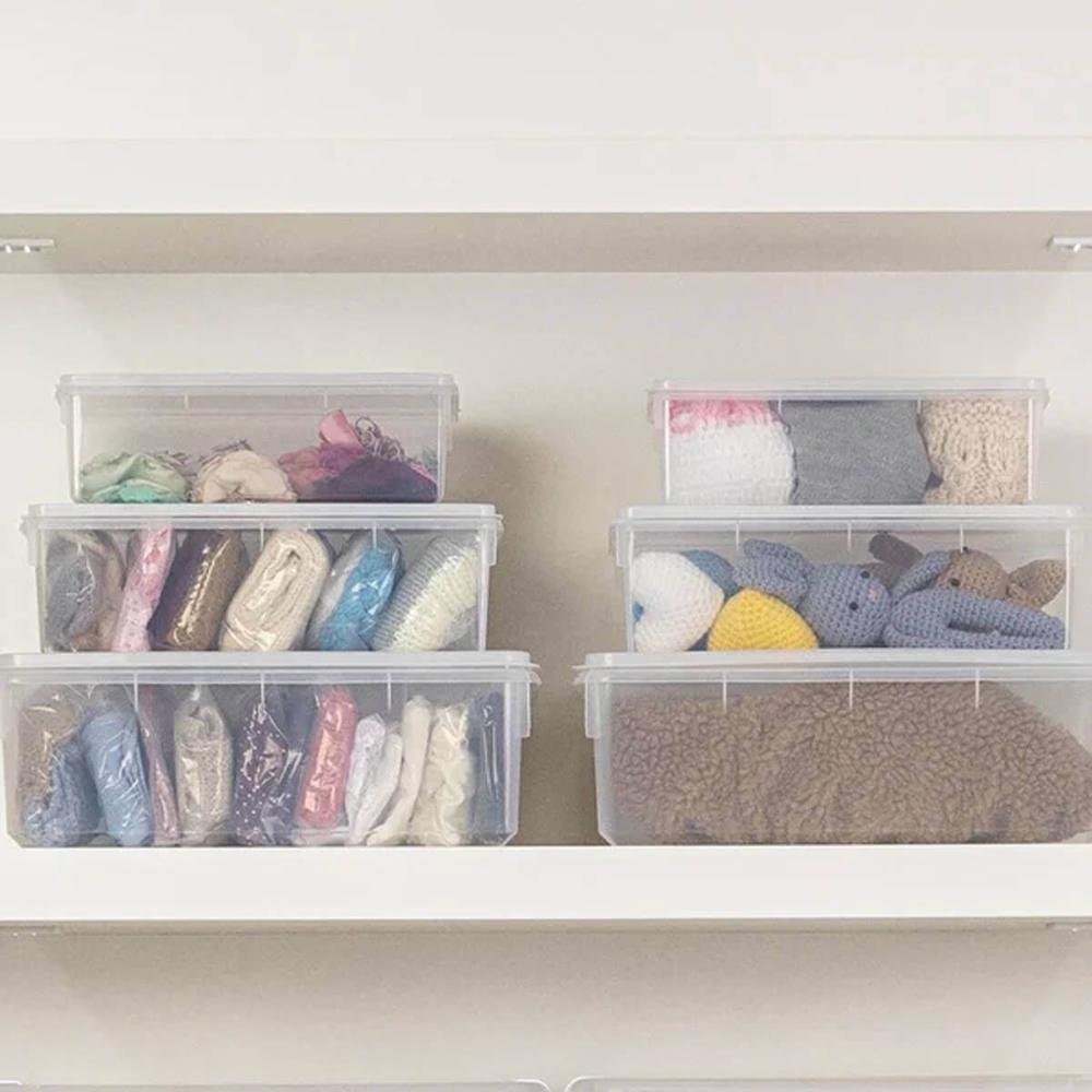 Kit 5 Caixas Organizadoras 3,5l Tampa Hermética Empilhável Plasvale Closet - 2