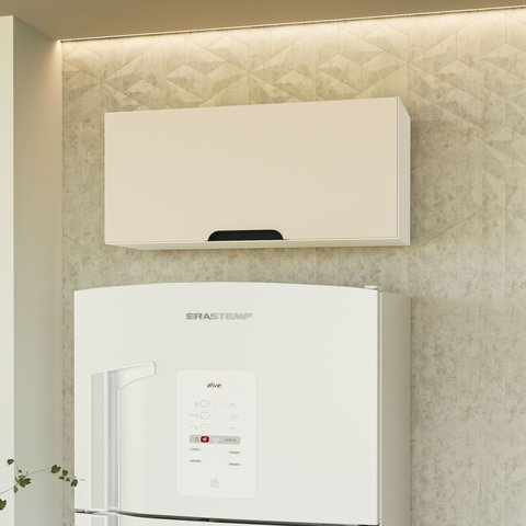 Armário Aéreo 1 Porta Basculante 36 x 80 cm Bege/Branco/Creme