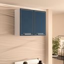 Ver imagem 1 de Armário Aéreo 2 Portas 80cm x 66cm x 30,5cm Azul/Branco